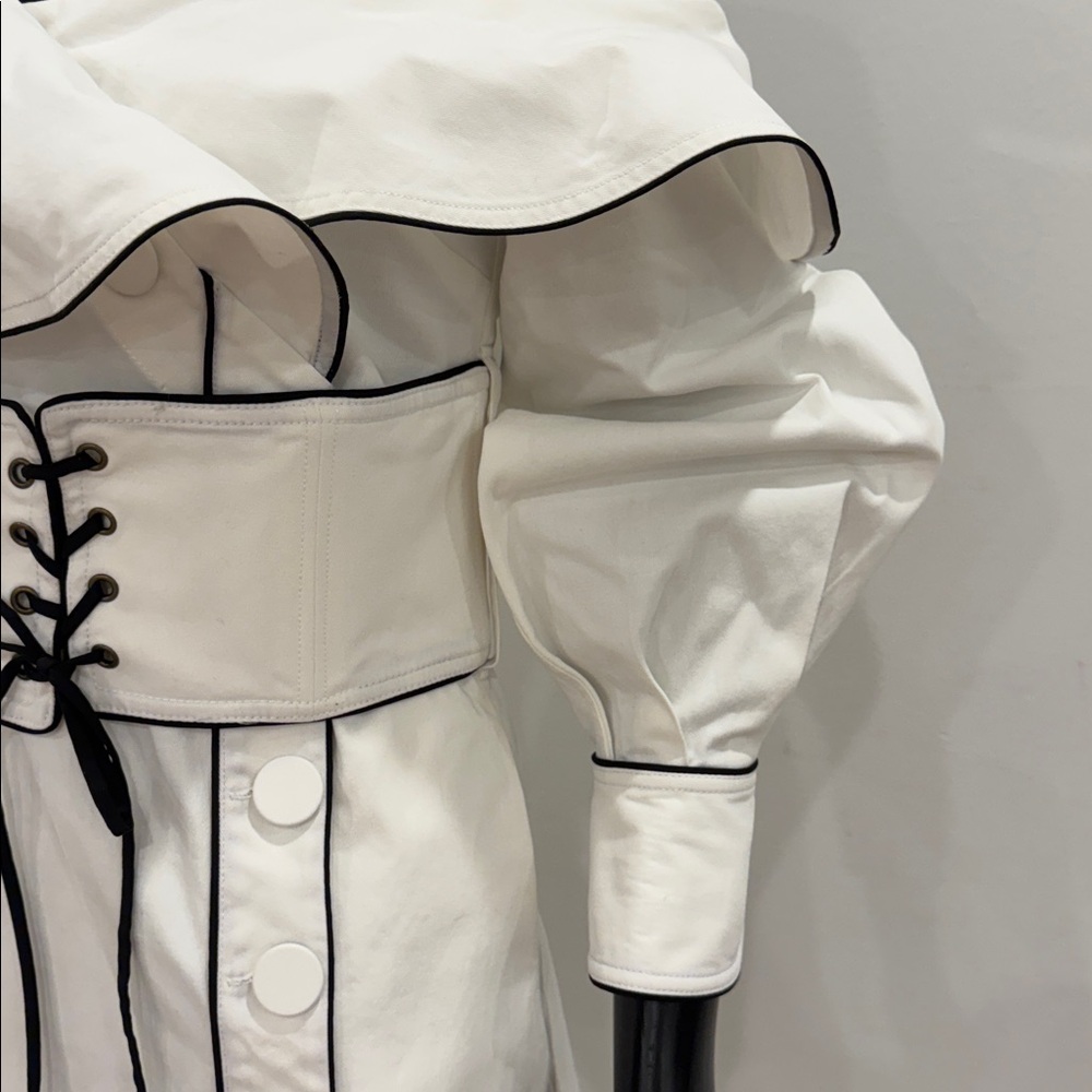 Self Portrit Elegant White Women's Dress with Black Trim size 6 US - Picture 8 of 16